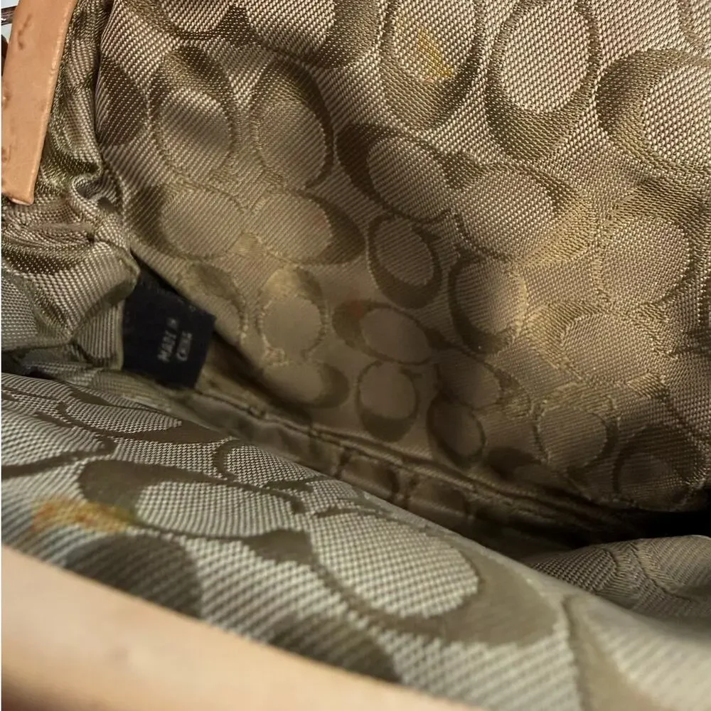 y2k Coach Vintage Striped Kisslock Suede Leather Wristlet